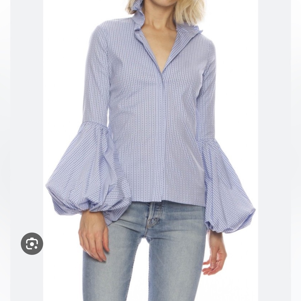 Caroline Constas Blue Jacqueline Blouse - S, worn 3x